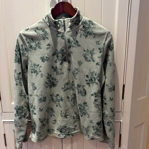 Northern Reflections Floral Green 1/4  Zip Fleece
